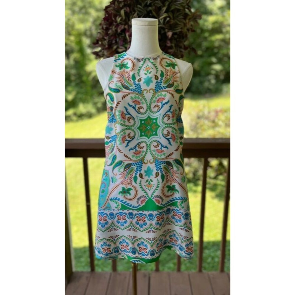 MNG Mango Paisley Tile Print Shift Dress | Sleeveless Size 4